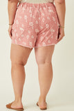 Plus Floral Printed Distressed Denim Shorts Back