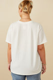 HY7311W Off White Plus Multi Floral Patched Knit Tee Back