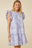 Womens Ditsy Floral Exaggerated Ruffle Sleeve Dress