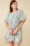 Floral Organza Puff Sleeve Dress