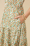 Womens Ditsy Floral Button Detail Ruffled Tank Dress Detail