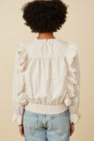 Womens Scallop Lace Detail Ruffled Poplin Top Back