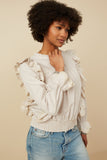 Womens Scallop Lace Detail Ruffled Poplin Top Side