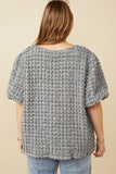 Plus Waffle Textured Puff Sleeve Top Back