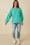 Womens Brushed Textured Floral Embroidered Sweatshirt Full Body