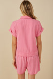 HY8187 Pink Womens Garment Dyed Dolman Cut Shirt Back