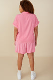 HY8187W Pink Plus Garment Dyed Dolman Cut Shirt Back