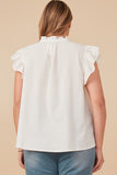 Plus Embroidered Tape Detail Ruffled Tank Back