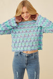 Womens Jewel Detailed Scale Knit Pullover Sweater