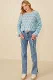 HY8341 Lavender Womens Jewel Detailed Scale Knit Pullover Sweater Pose