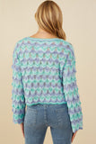 HY8341 Lavender Womens Jewel Detailed Scale Knit Pullover Sweater Back