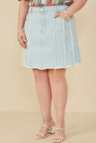 HY8478W Light Denim Womens Frayed Seam Detailed Denim Skirt