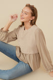 Womens Mix Media Ribbed Knit Twofer Top