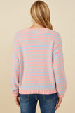 HY8993 Pink Mix Womens Ultra Soft Multicolor Stripe Pullover Sweater Back