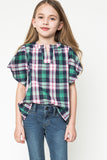 Plaid Ruffle Sleeve Top