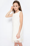 G3952 CREAM Denim Sleeveless Dress Front