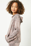 GJ3190 Violet Girls Shiny Leopard Print Hoodie Side