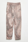 GJ3191 Violet Girls Shiny Leopard Print Joggers Flat Back