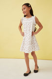 GK1038 OFF WHITE Girls Ditsy Floral Square Lace Bib Dress Side