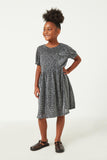 GY5467 SILVER Girls Metallic Animal Print Knit Dress Full Body