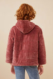 GY6329 Mauve Girls Chenille Padded Hooded Jacket Back