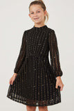 Foiled Star Striped Long Sleeve Dress