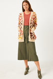 HY5194 RUST_MIX Womens Multi Color Leopard Open Sweater Cardigan