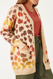 HY5194 RUST_MIX Womens Multi Color Leopard Open Sweater Cardigan